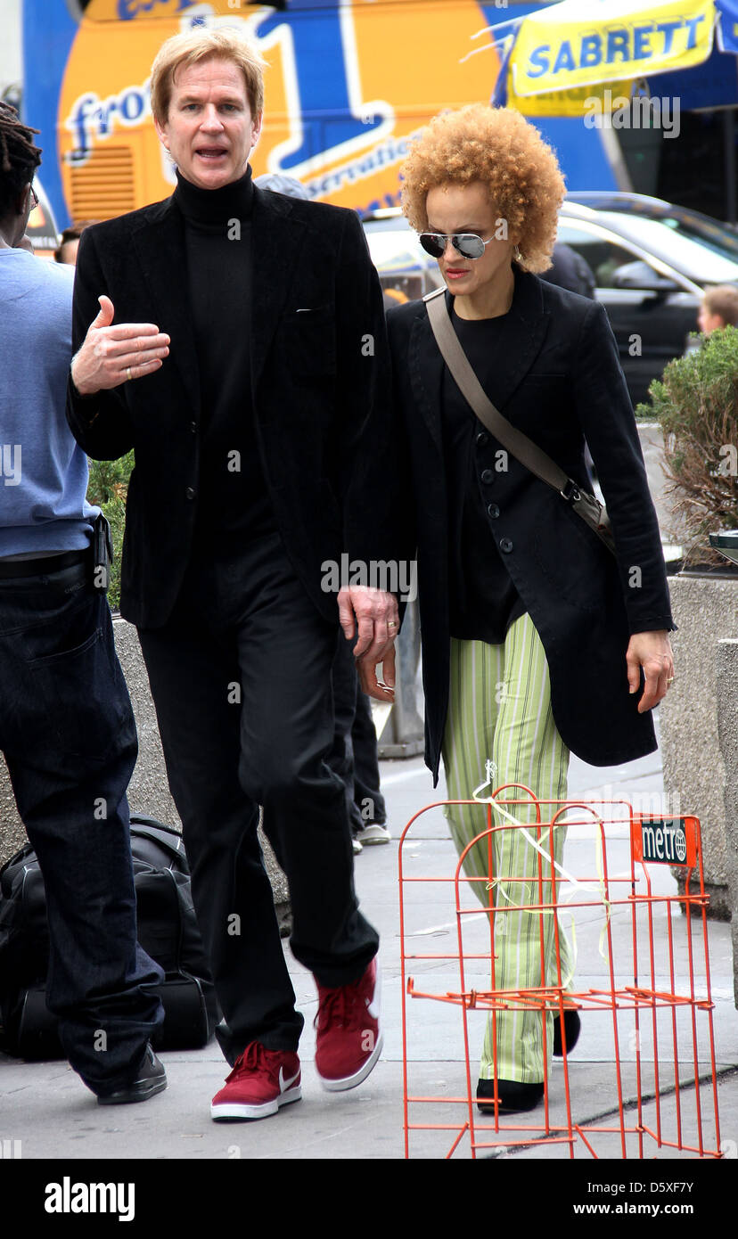 Matthew Modine and Caridad Rivera Celebrities at the NBA playoffs game