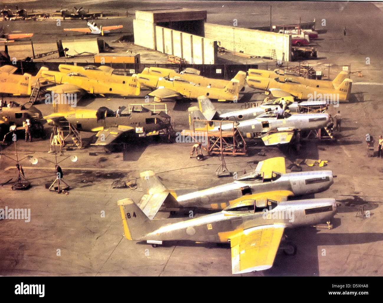 North American P-82 'Twin Mustang' fuselages in storage at North American Aircraft, Inc. in 1947. Stock Photo