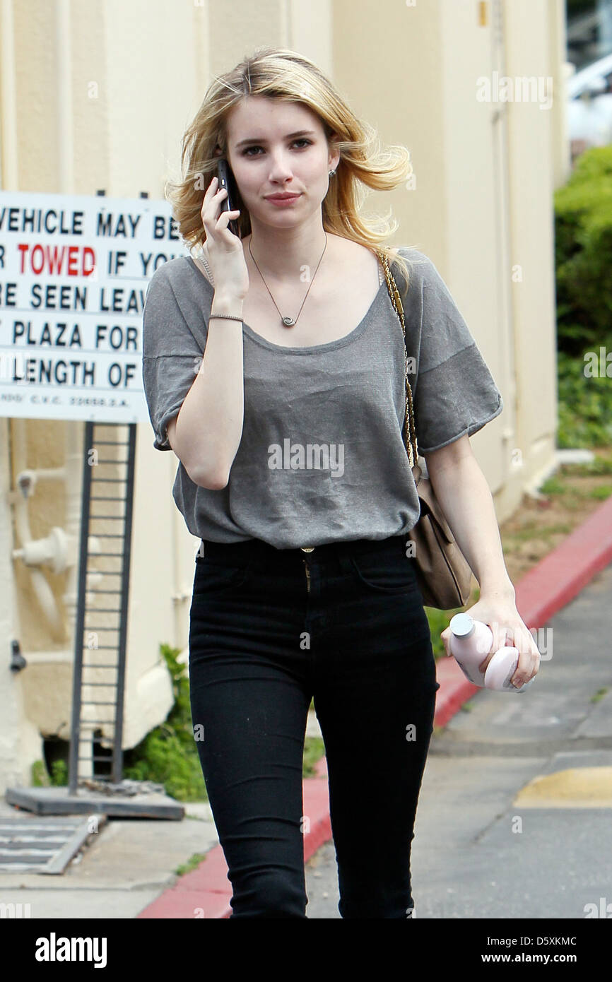 Emma Roberts departs a hair salon on Sunset Boulevard after getting her hair  done Los Angeles, California  Stock Photo - Alamy