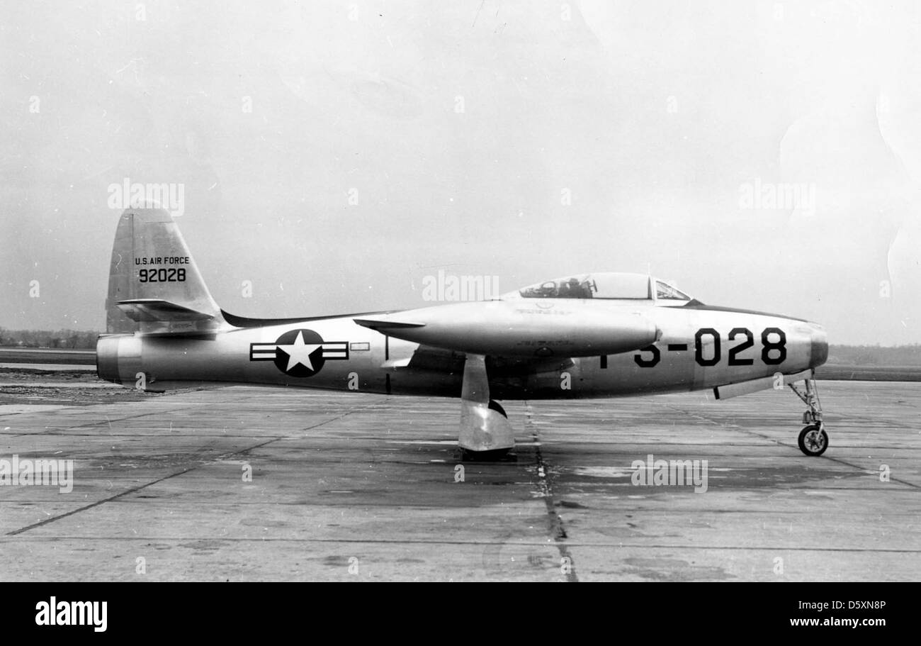 118th Fighter-Bomber Squadron - F-84D Thunderjet formation 1954 Stock ...