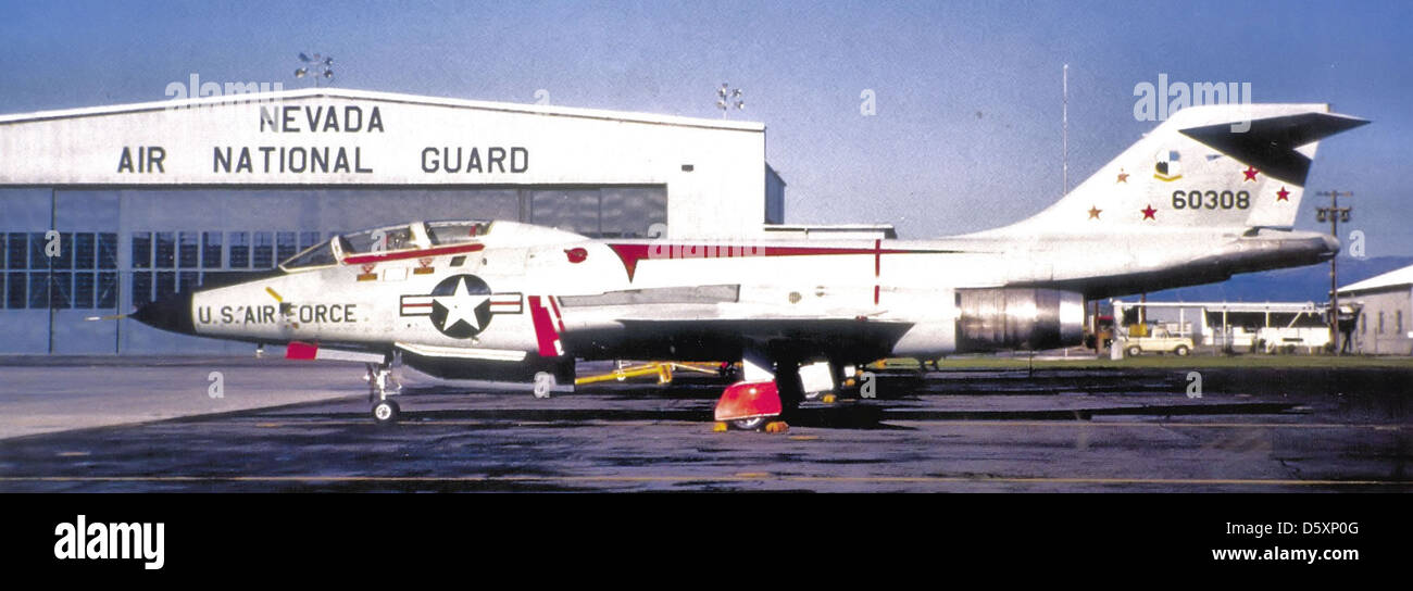 98th FIS McDonnell F-101F-81-MC 'Voodoo' at Suffolk County AFB, New York. The aircraft is shown at Reno-Tahoe International Airport, Nevada, July 1966. Stock Photo