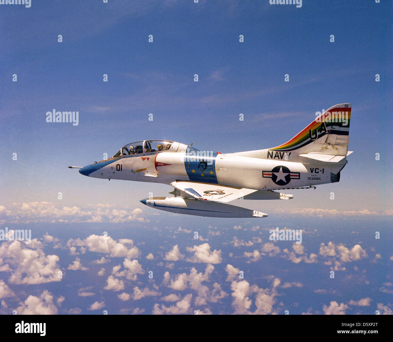 Douglas (TA-4F) TA-4J 'Skyhawk' from Fleet Composite Squadron 1 (VC-1), it is piloted by CMDR. Davis, the squadron's X/O. Stock Photo