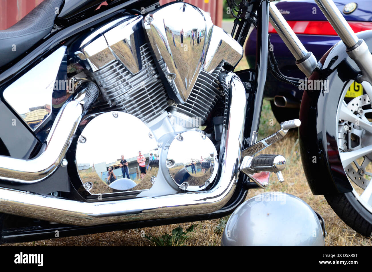 Custom Honda chromed engine Stock Photo