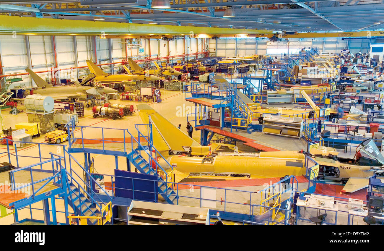 Eurofighter 'Typhoon' Final Assembly Facility at Warton, Lancashire, England. Stock Photo