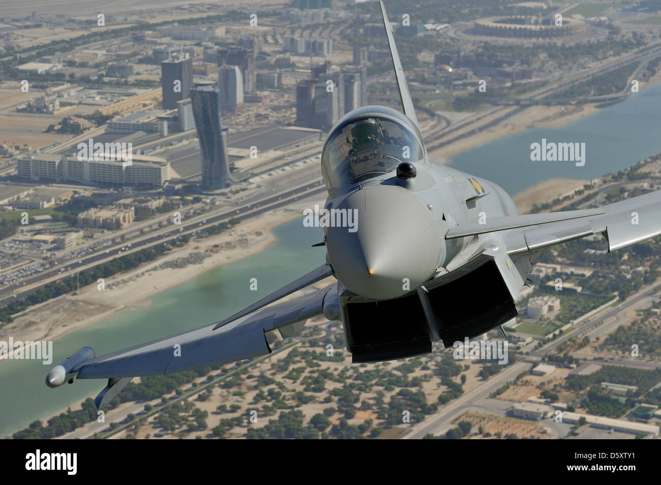 Eurofighter 'Typhoon FGR.4' over Abu Dhabi UAE. Stock Photo
