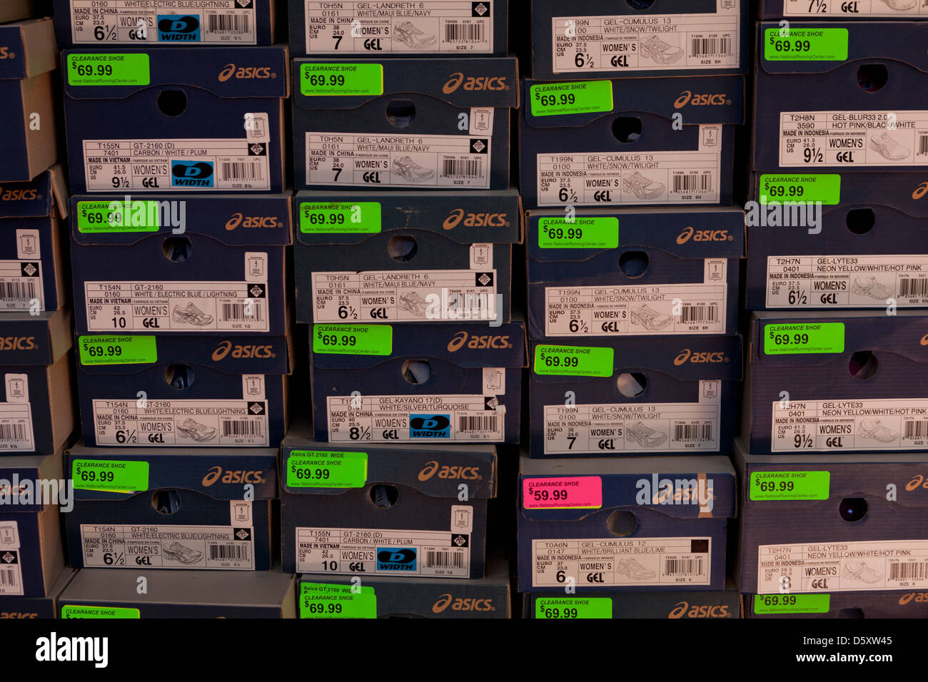 Stacked shoe boxes Stock Photo Alamy