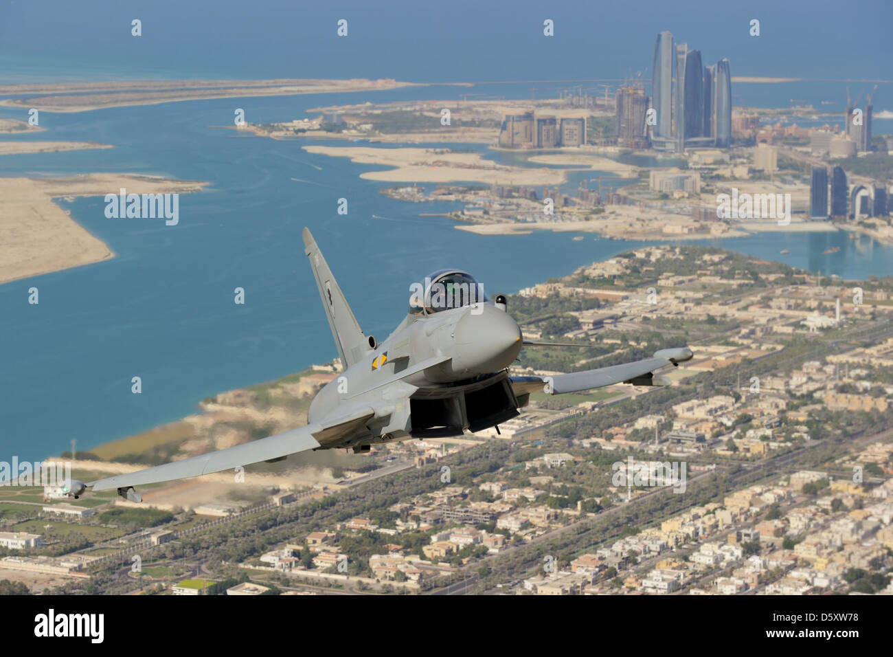 Eurofighter 'Typhoon FGR.4' over Abu Dhabi, UAE. Stock Photo