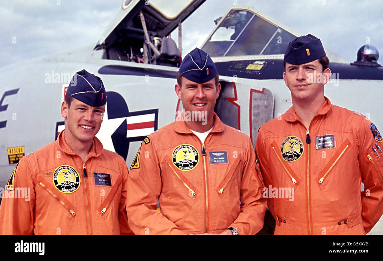 Pilots from the 190th Fighter Interceptor Squadron (FIS) are seen with ...