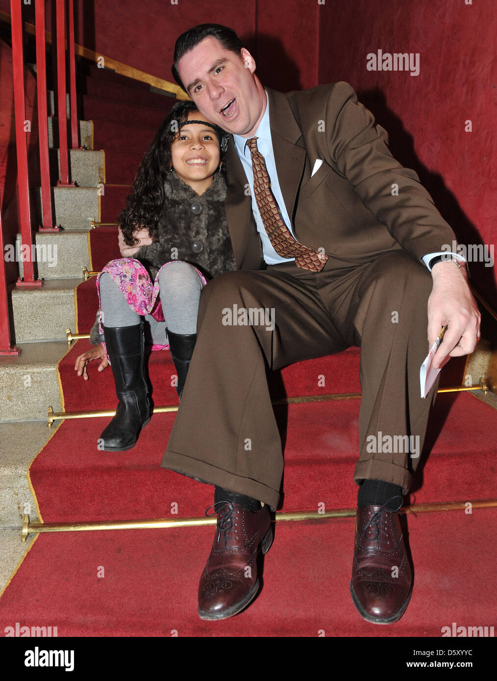 Andrej Hermlin and daughter at the premiere of 'Das Dschungelbuch' at Wintergarten Variete. Berlin, Germany Stock Photo