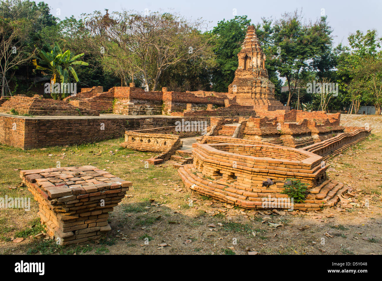 Old Chedi in Wiang Kum Kam, Ancient City Stock Photo
