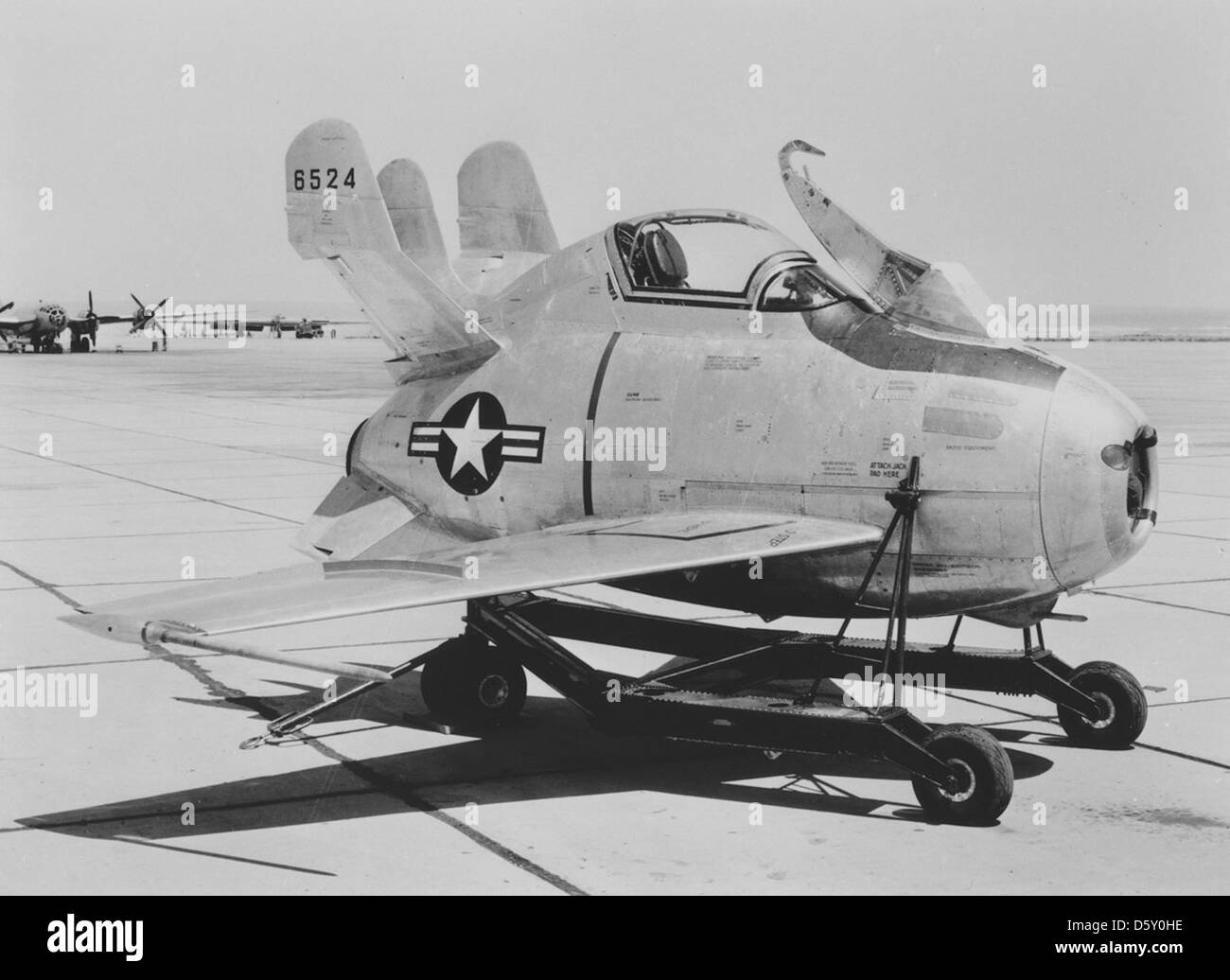 McDonnell (XP-85) XF-85 'Goblin' at Muroc. Stock Photo