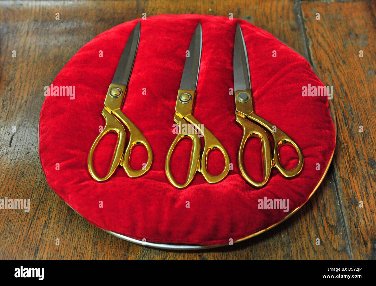 The scissors are set up for the official opening of an Analytik Jena