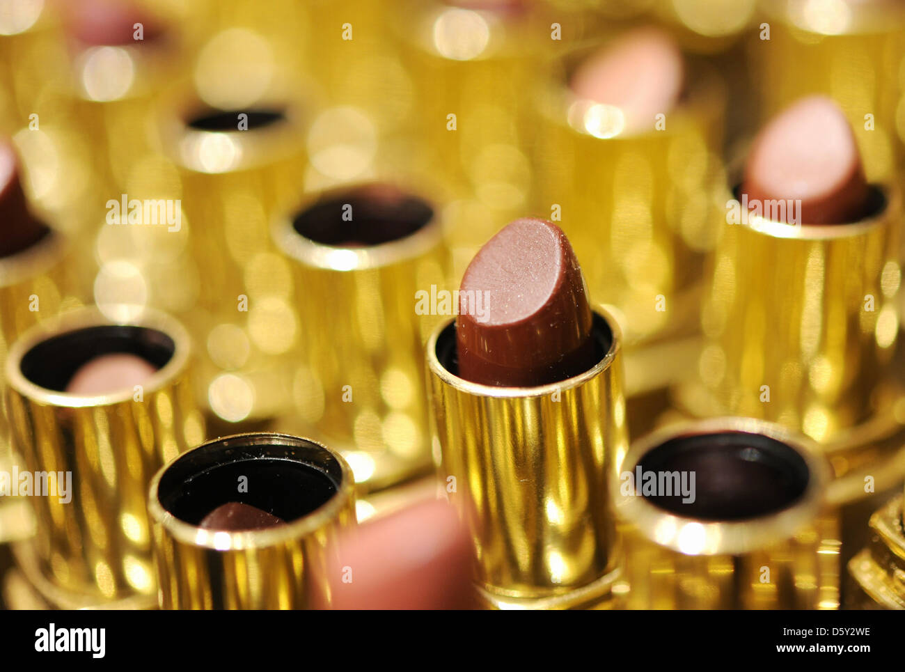 FILE - An archive picture dated 12 January 2009 shows lipstick testers in a store of perfumery chain Douglas in Dortmund, Germany. Business group Douglas will anounce their preliminary revenue figures for the fiscal year 2011-2012 on 09 October 2012. Photo: Bernd Thissen Stock Photo