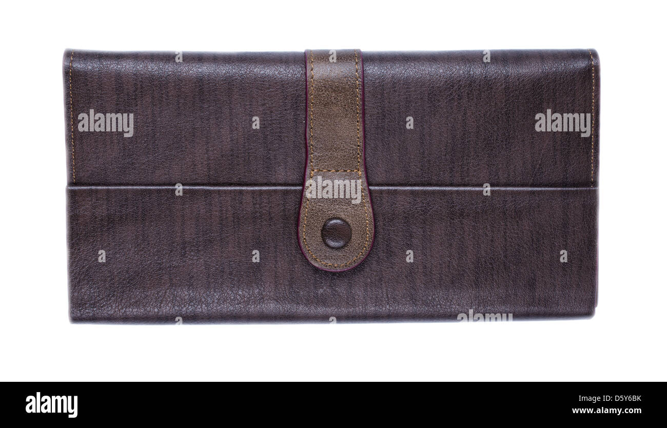 Brown leather style purse isolated Stock Photo Alamy