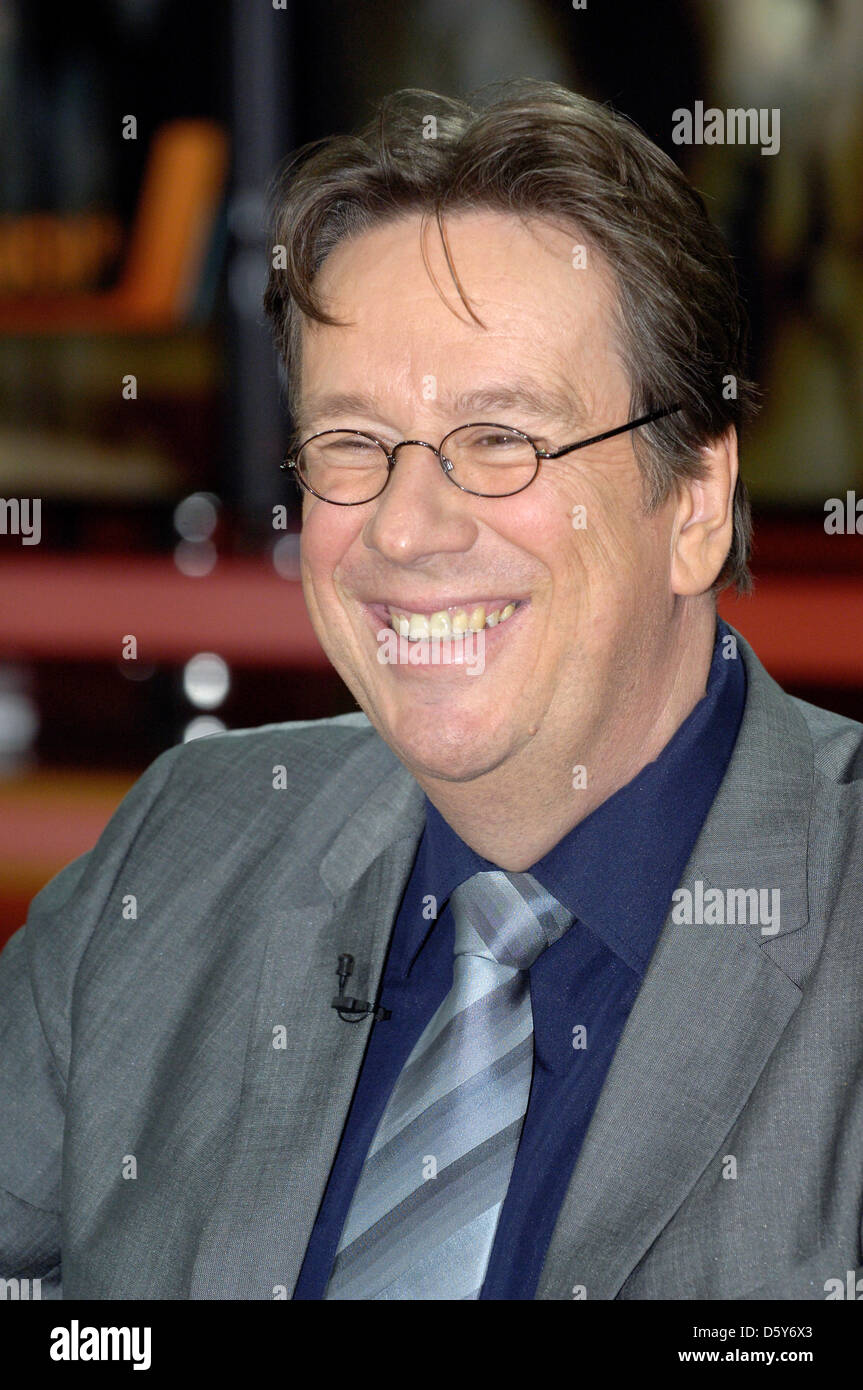 Swiss weather expert Joerg Kachelmann appears as guest at Guenther Jauch's ARD talk show in Berlin, Germany, 14 October 2012. Photo: Karlheinz Schindler Stock Photo