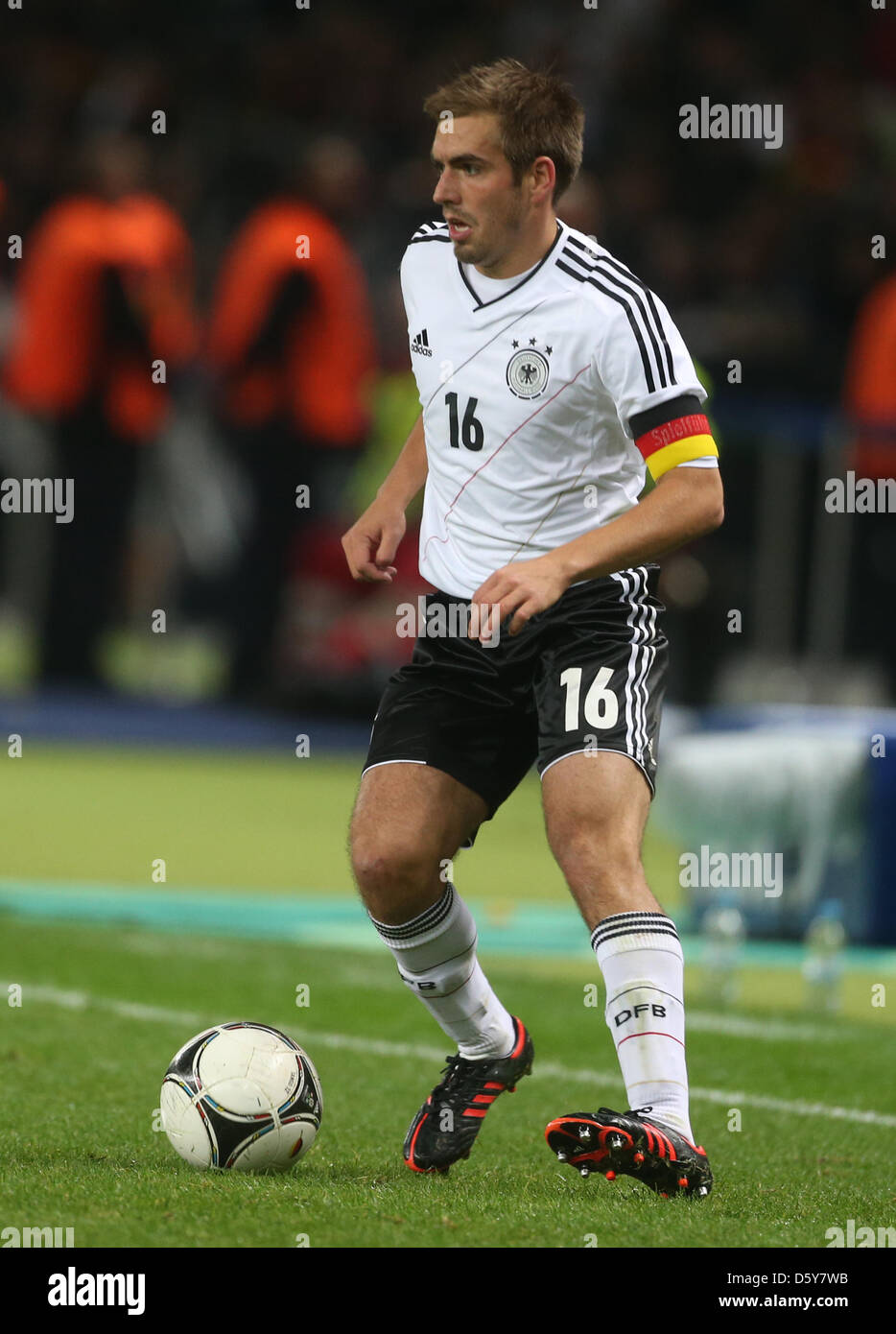 Germany's Philipp Lahm in action during the FIFA World Cup 2014 qualifying soccer match between Germany and Sweden at Olympic stadium in Berlin, Germany, 16 October 2012. Photo: Kay Nietfeld/dpa Stock Photo