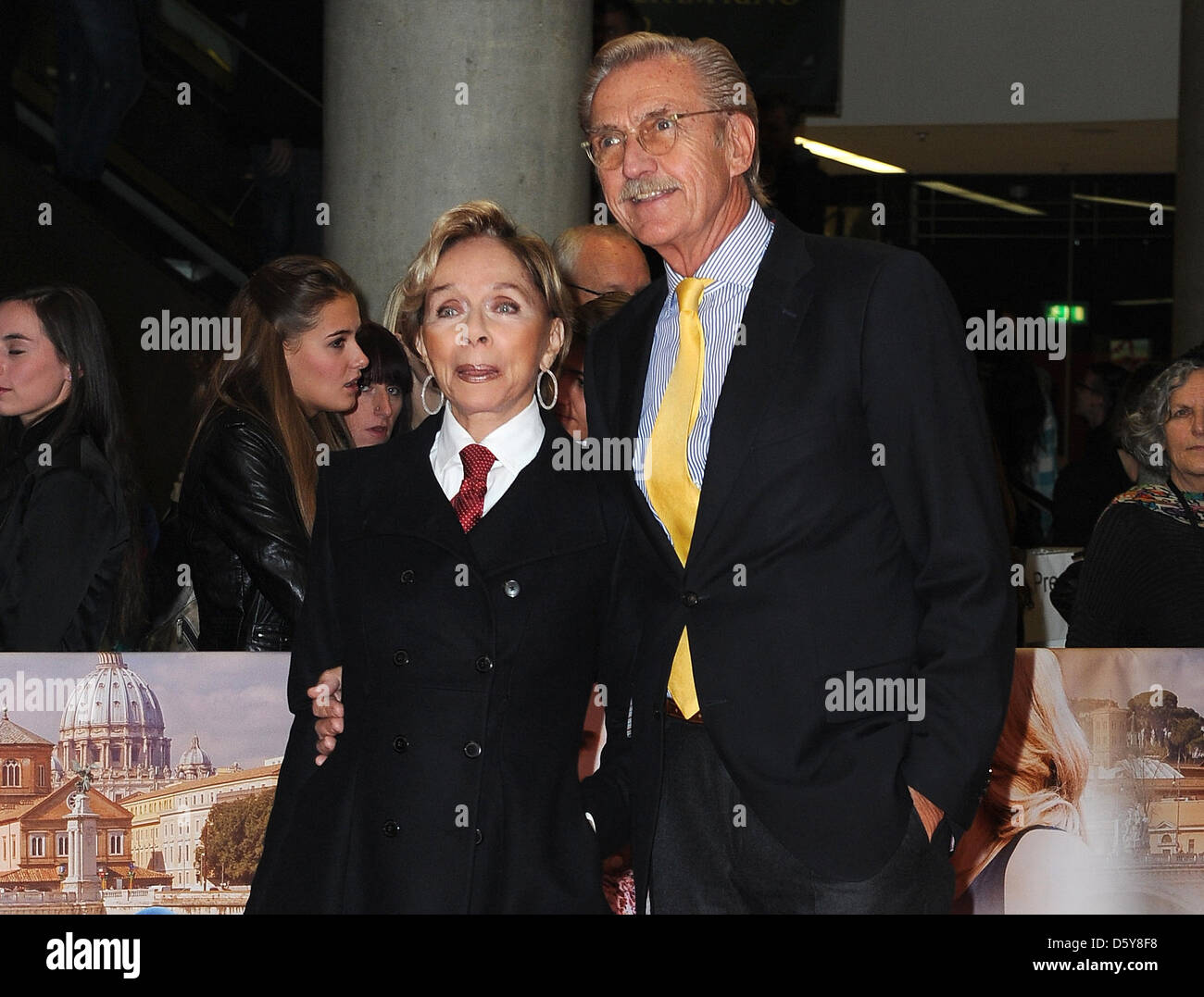 Actress Monika Peitsch and her husband Sven Hansen-Hoechstaedt arrive at the premiere of the film 'Omamamia' presented at Mathaeuser Filmpalast cinema in Munich, Germany, 16 October 2012. The film is featured in German cinemas on 01 November 2012. Photo: Ursula Dueren Stock Photo