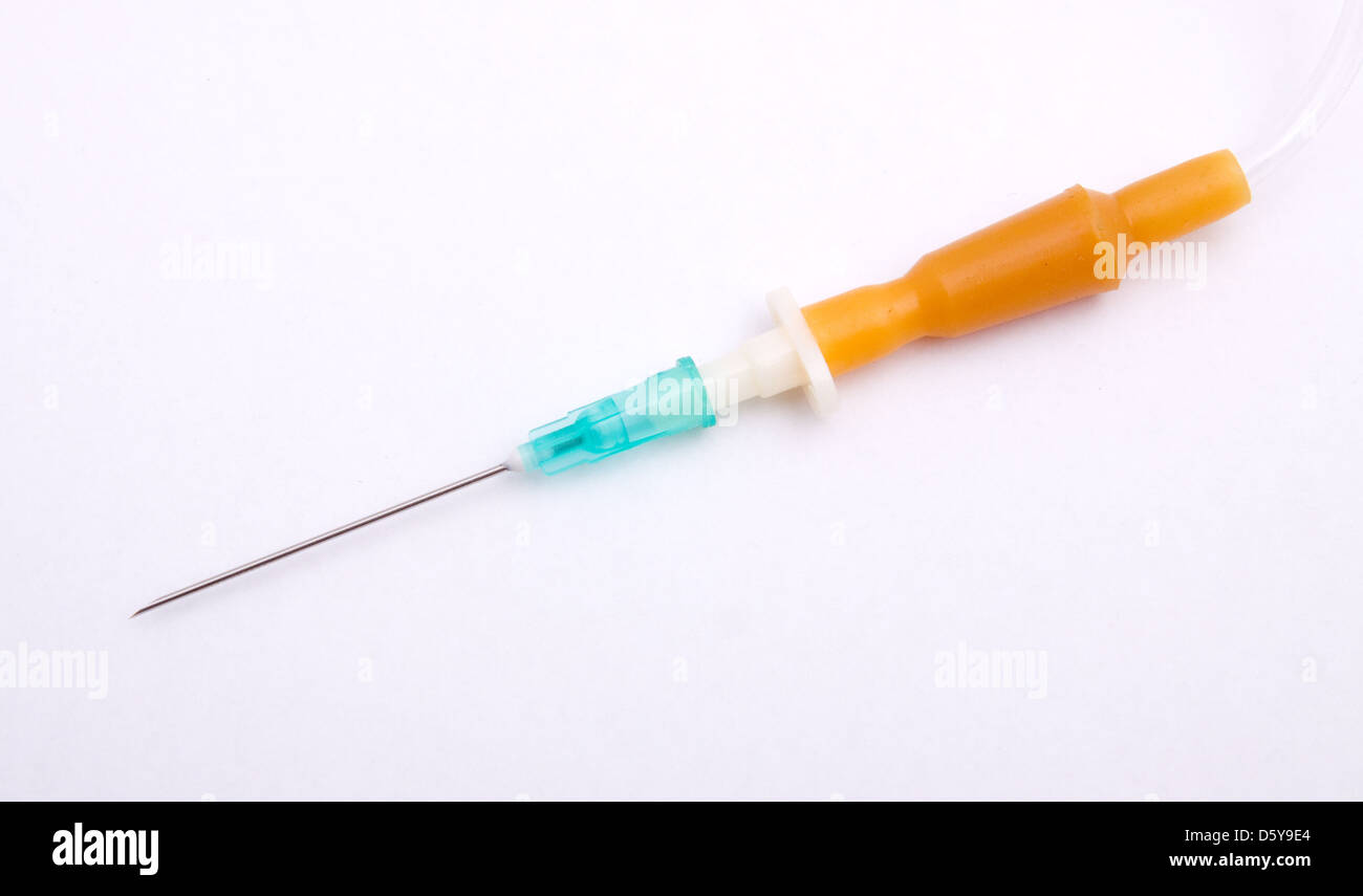 Medical drip from the needle isolated on white Stock Photo Alamy