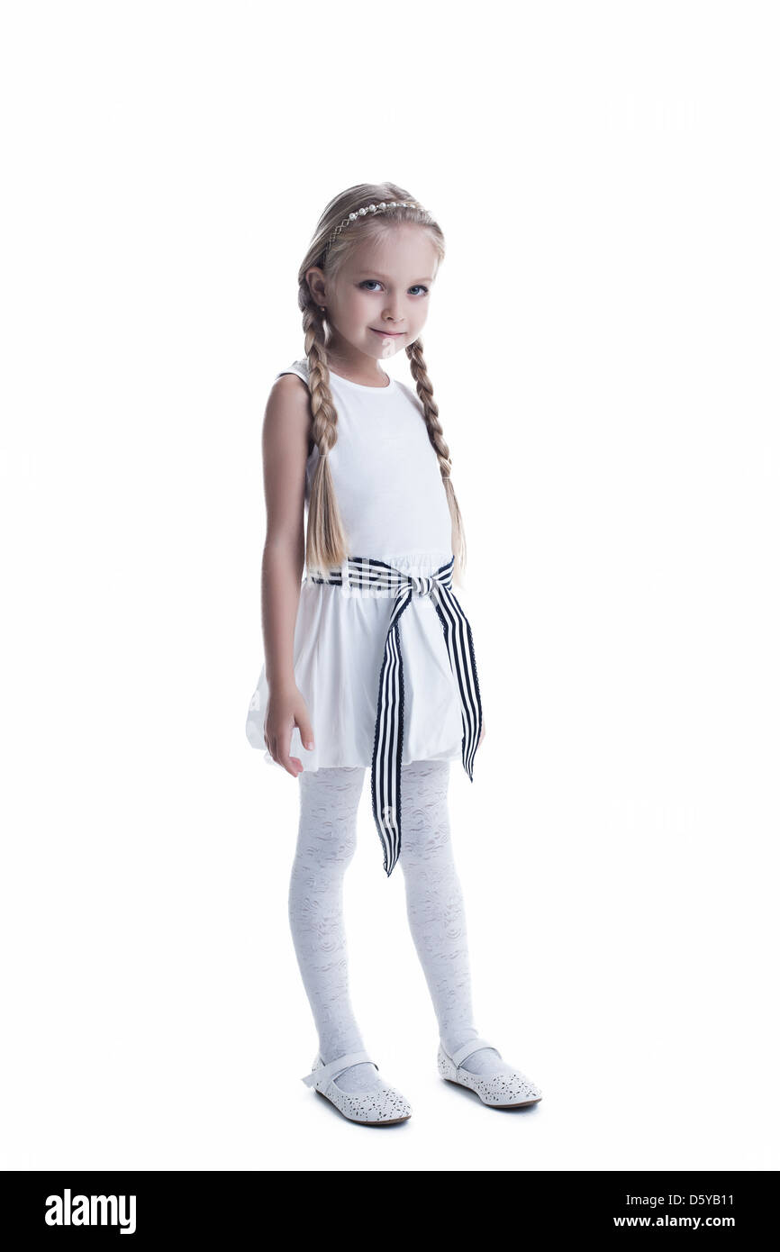 Little girl in white dress Stock Photo Alamy