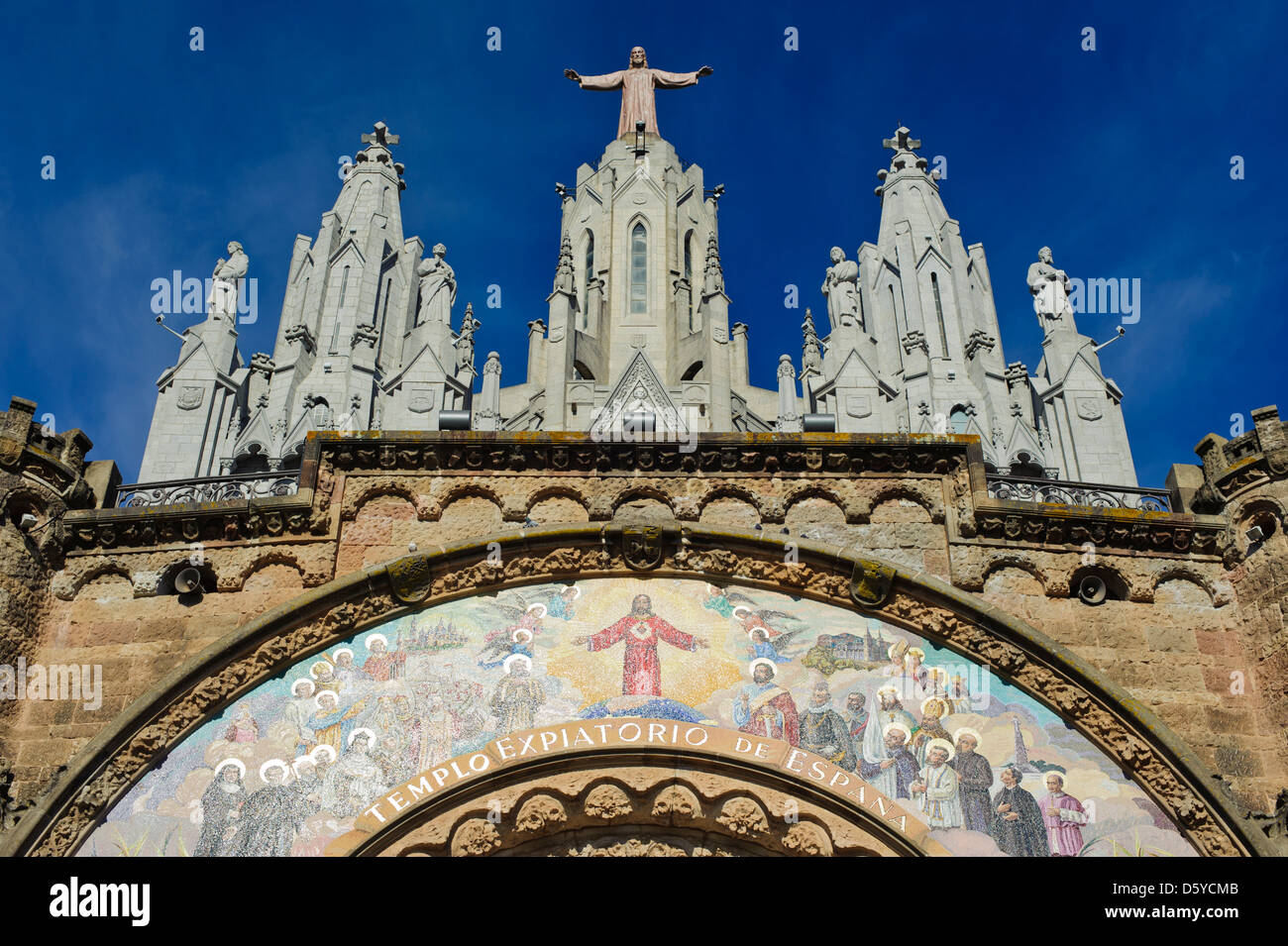 Temple of the Sagrado Corazon in Tibidabo, Barcelona, Spain. Stock Photo