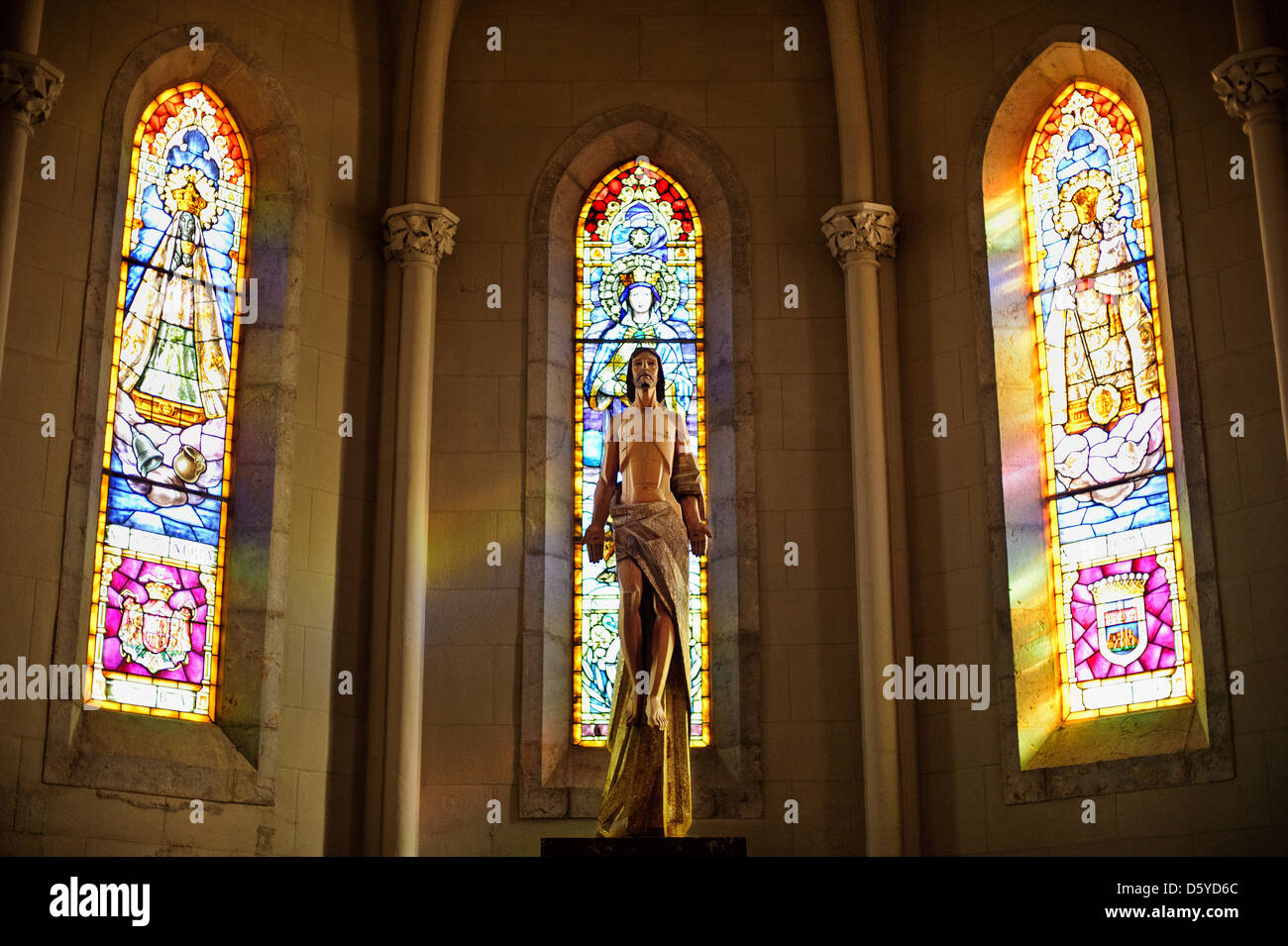 Jesus Christ Statue at the temple of the Sagrado Corazon in Tibidabo, Barcelona, Spain. Stock Photo