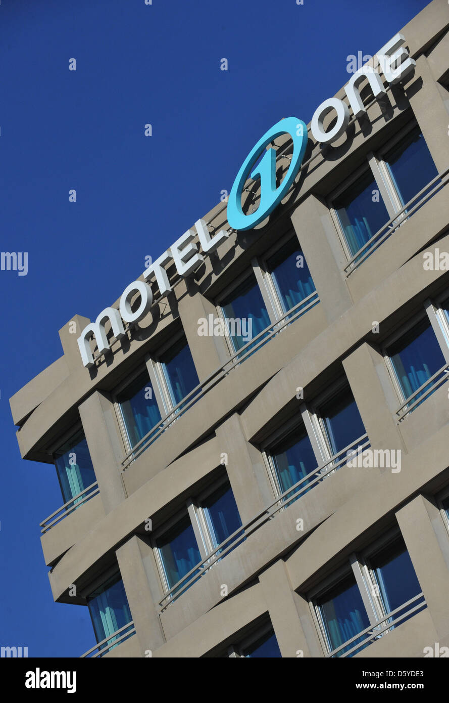 The logo of the hotel chain Motel One is pictured at one of the
