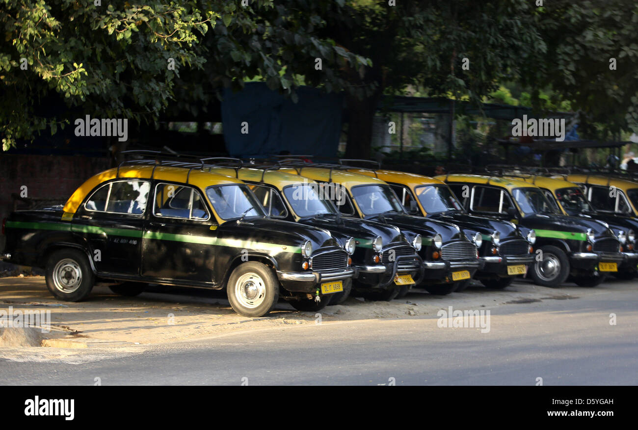 Taxis Stand In A Row At A Taxi Stand In New Delhi India 16 October Taxis Stand In A Row At A Taxi Stand In New Delhi India 16 October