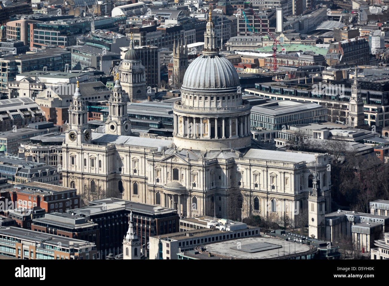 Aerial view of St Pauls cathedral and dome in winter from the Shard Stock Photo