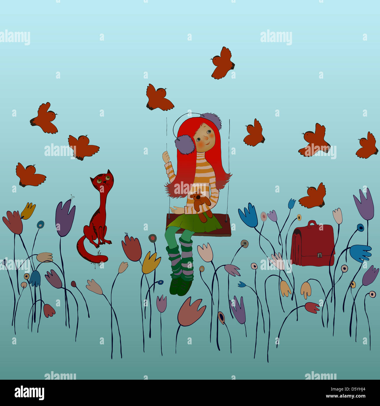 illustration vector teenage girl set Stock Photo - Alamy