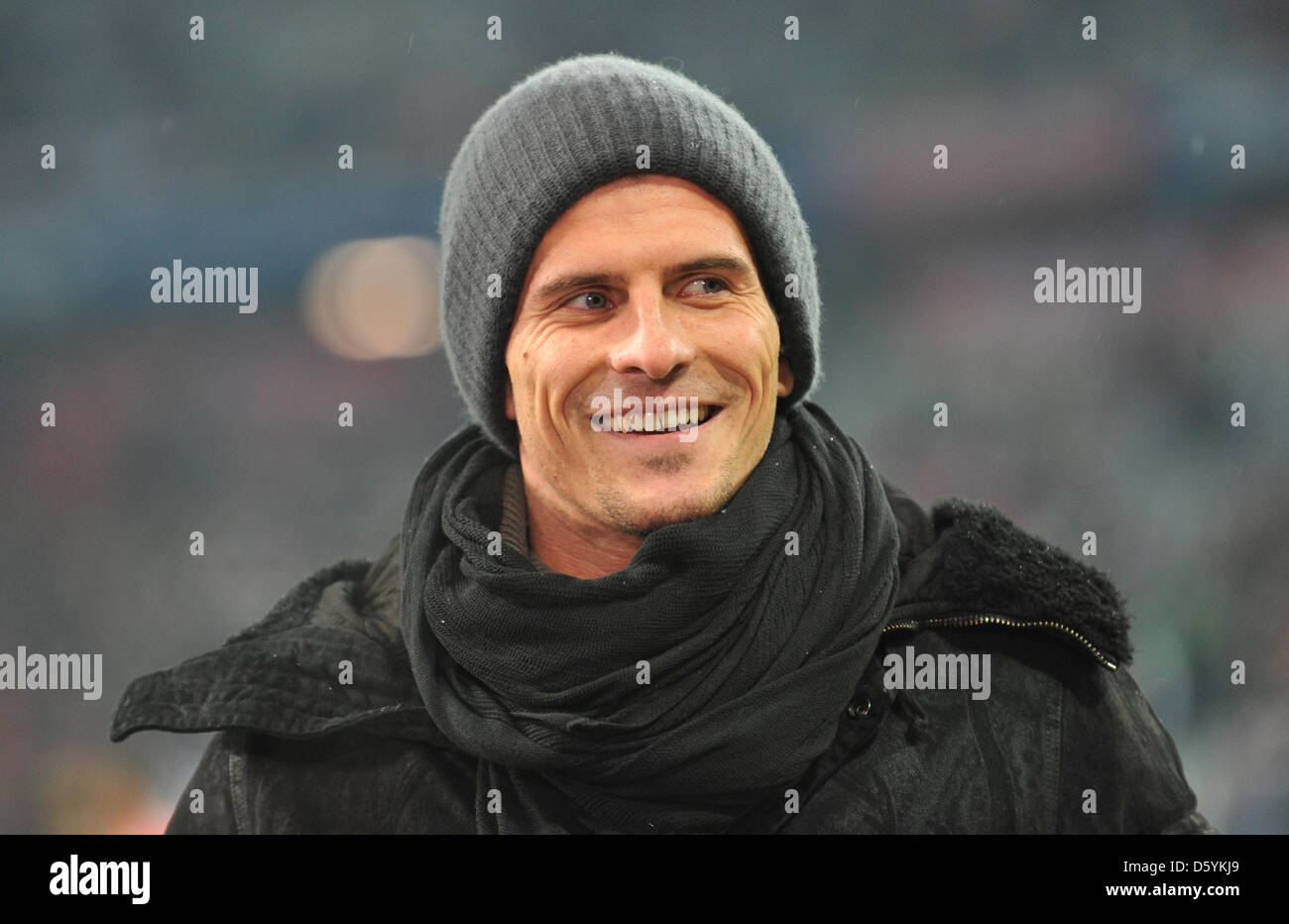 Bayern's Mario Gomez smiles prior to the German Bundesliga soccer match FC Bayern Munich vs Bayer 04 Leverkusen at Allianz Arena in Munich, Germany, 28 October 2012. The match ended 1:2. Photo: Andreas Gebert Stock Photo
