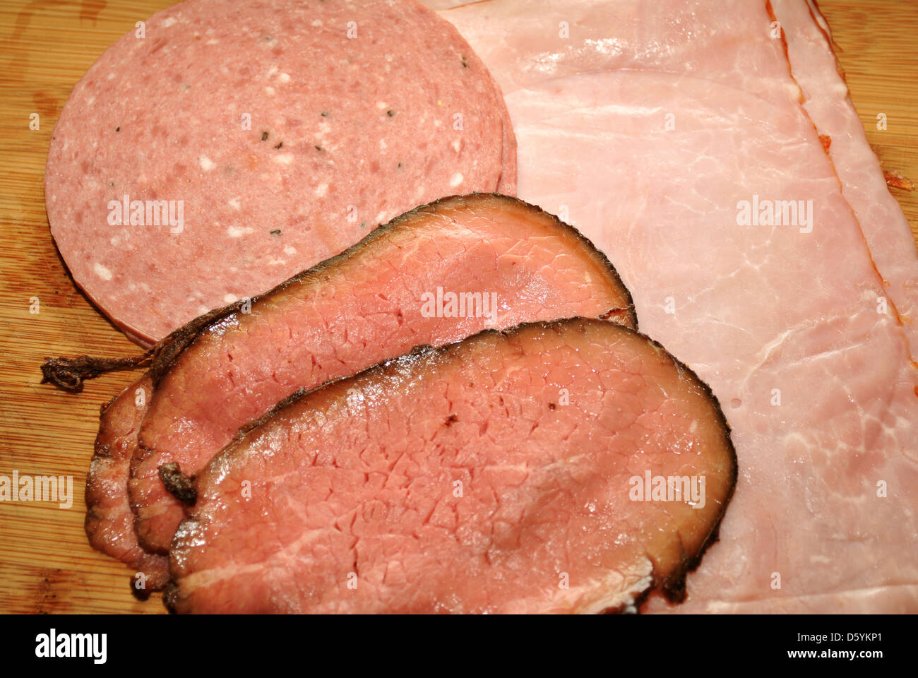 Roast Beef, Salami, and Ham Deli Meats Stock Photo Alamy