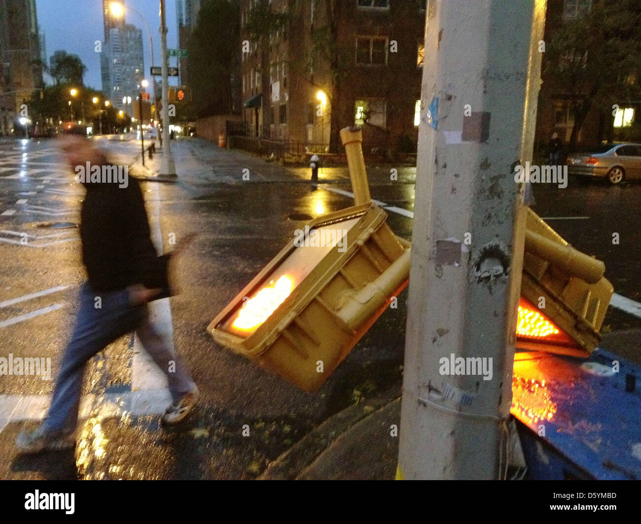 Pedestrian lights fell down in New York, USA, 30 October 2012 ...