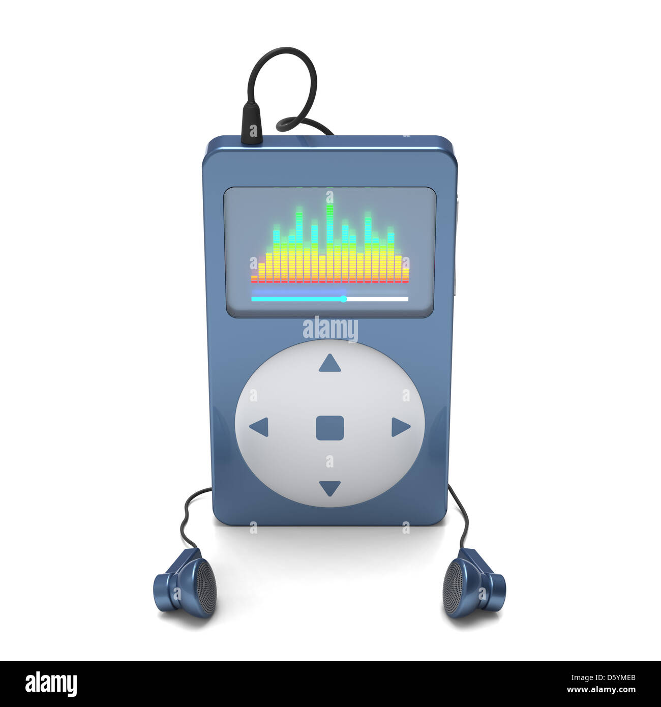 3D model of blue digital media player isolated on white background