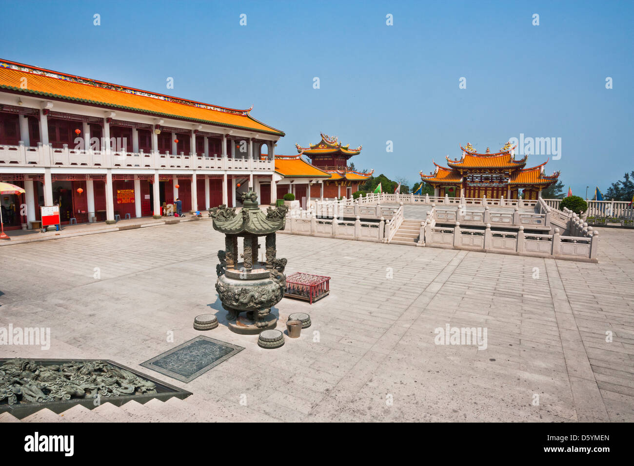 China, Macau, Coloane Island, A-Ma Cultural Village on Alto de Coloane, courtyard of the Tian-Hou Palace Stock Photo