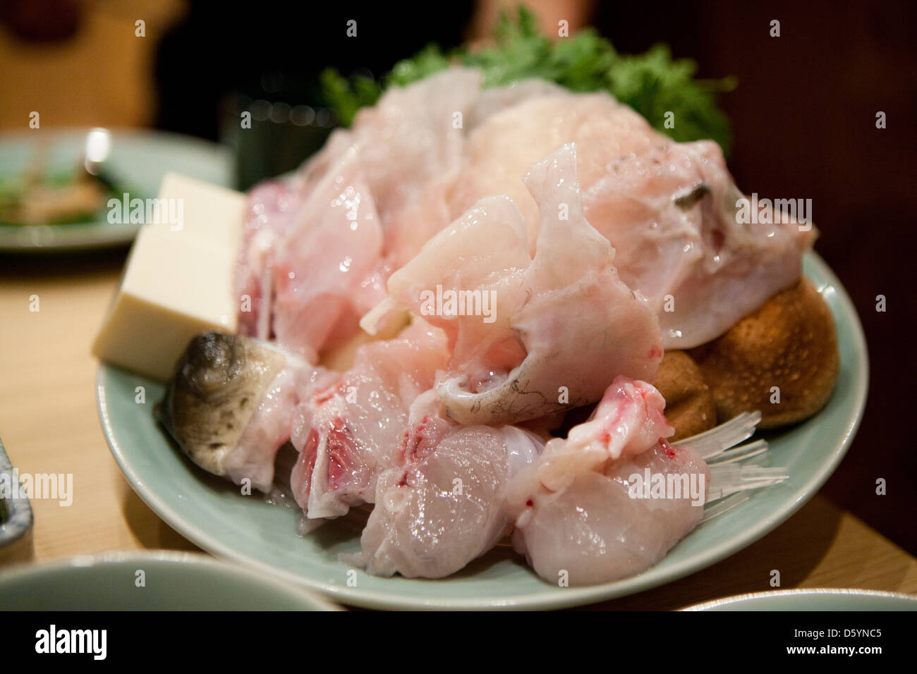Plate of Fugu, Close-up View Stock Photo
