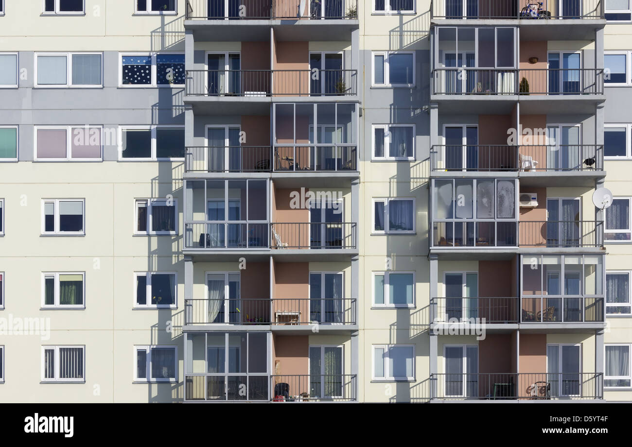 Windows of a multiroom apartment house Stock Photo