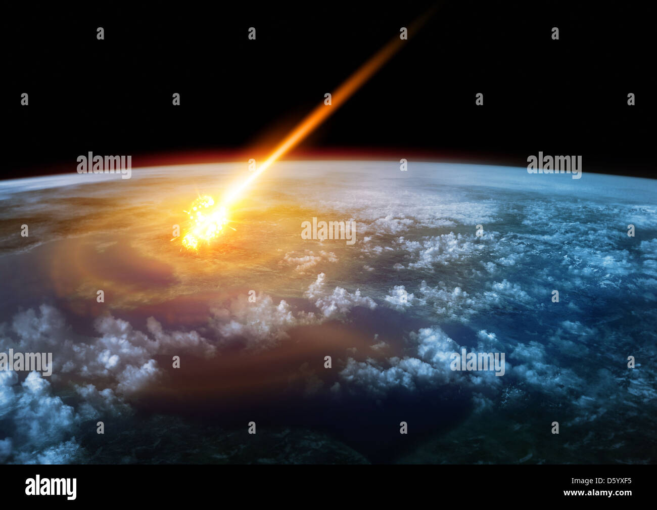A Meteor glowing as it enters the Earth's atmosphere Stock Photo Alamy