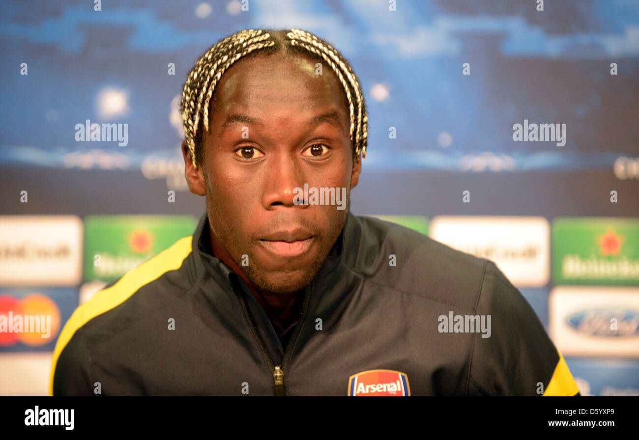 Bacary Sagna of FC Arsenal gives a press conference in Gelsenkirchen, Germany, 5 November 2012. FC SChalke 04 will play against Arsenal London in the Champions League on 6 November 2012. Photo: BERND THISSEN Stock Photo