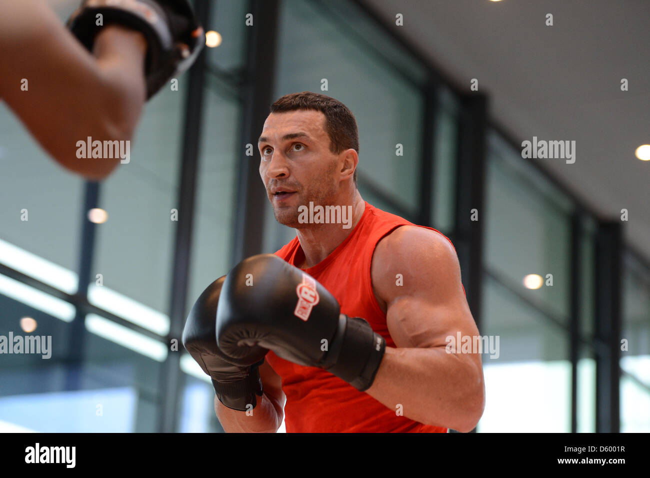 Ukrainian boxing heavyweight world champion Wladimir Klitschko boxes