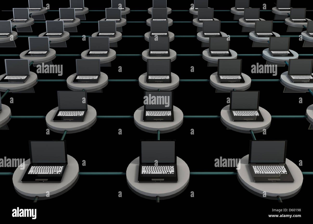 LAN Computer System in 3D with Laptops Stock Photo Alamy