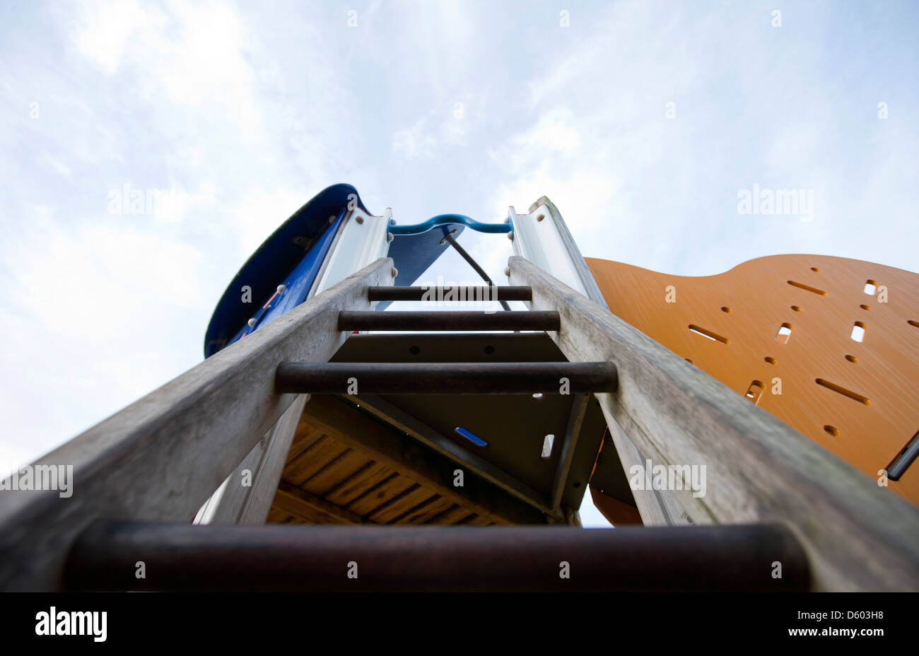View up ladder in children's playground Stock Photo Alamy