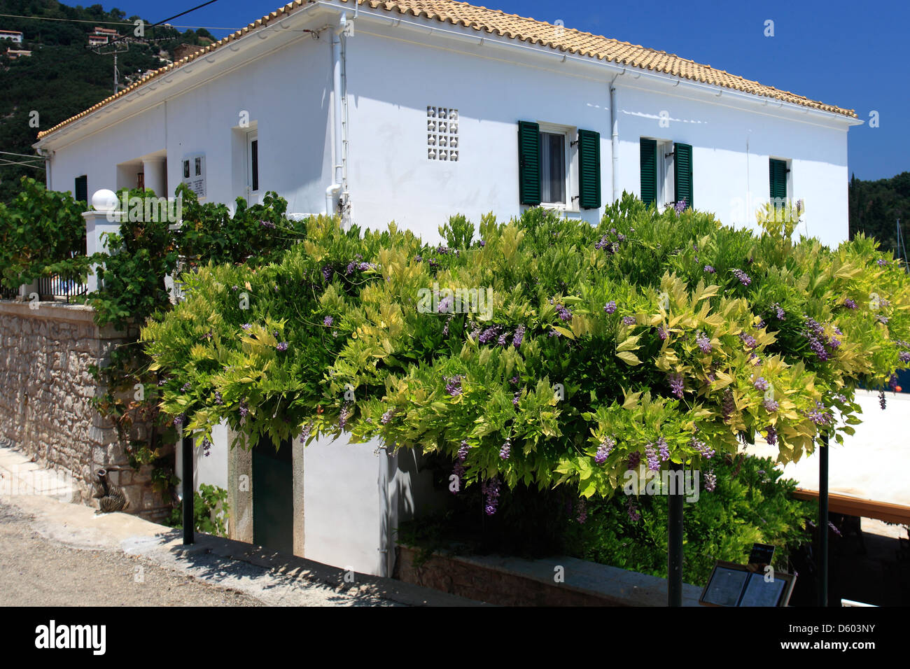 The White House, one time residence of Lawrence and Gerald Durrell, Kalami beach resort, Corfu Island, Greece, Europe Stock Photo