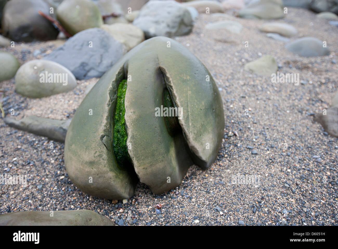 Weathered grooves in  stone, Ballinskellig beach, Ireland Stock Photo