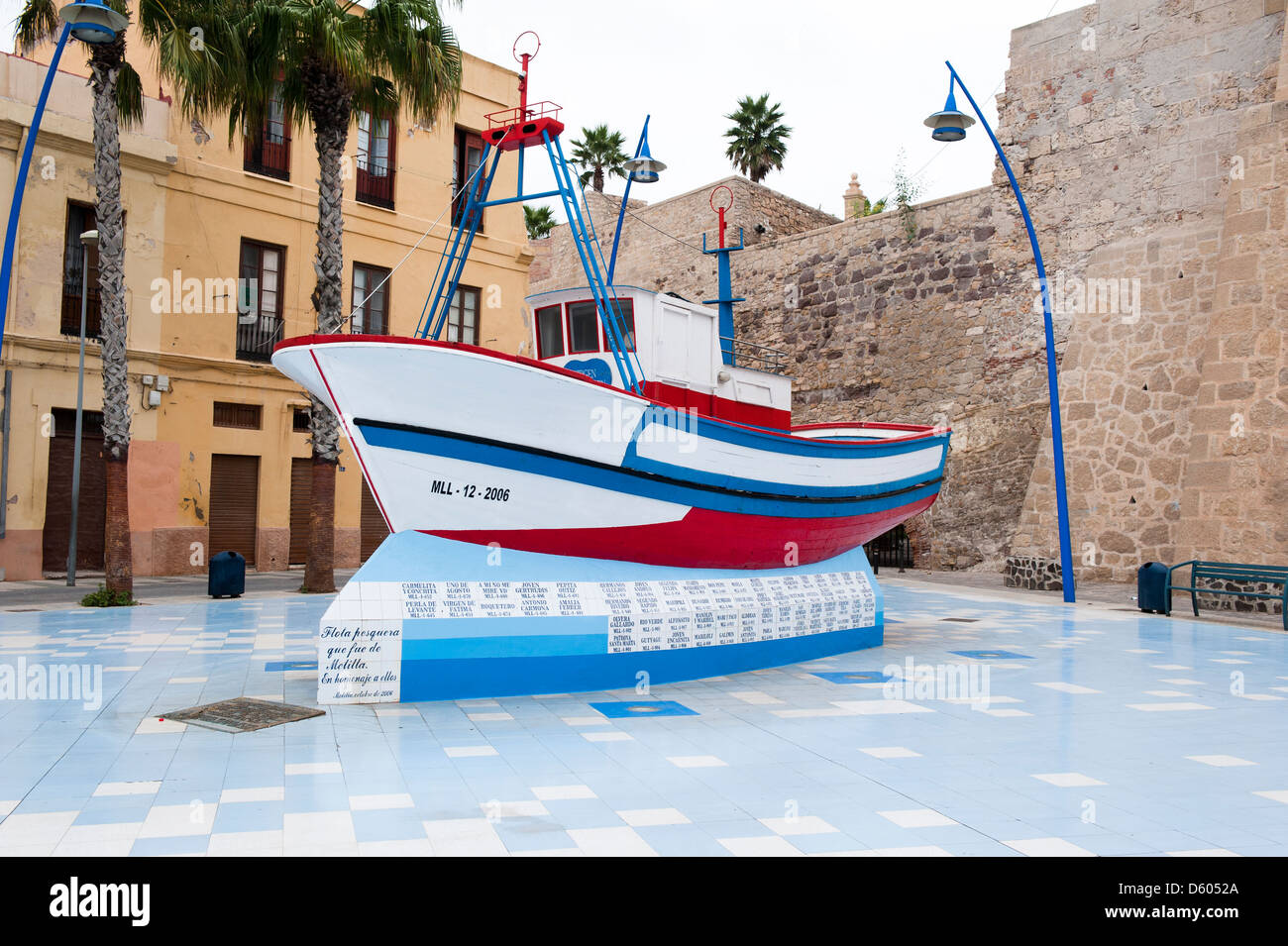 Monument to the fishermen died at sea, Melilla, Spain Stock Photo