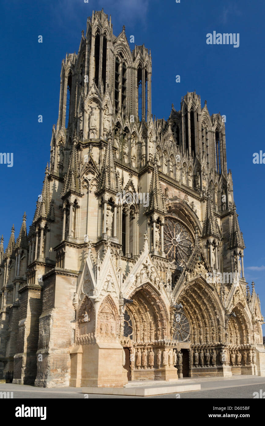France Marne Rheims Notre dame cathedral Stock Photo