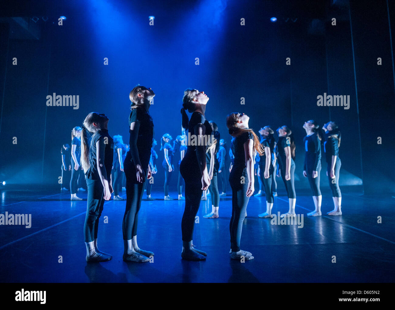 Young members of Aberystwyth Arts Centre Dance School Ballet Show dancing on stage, UK Stock Photo
