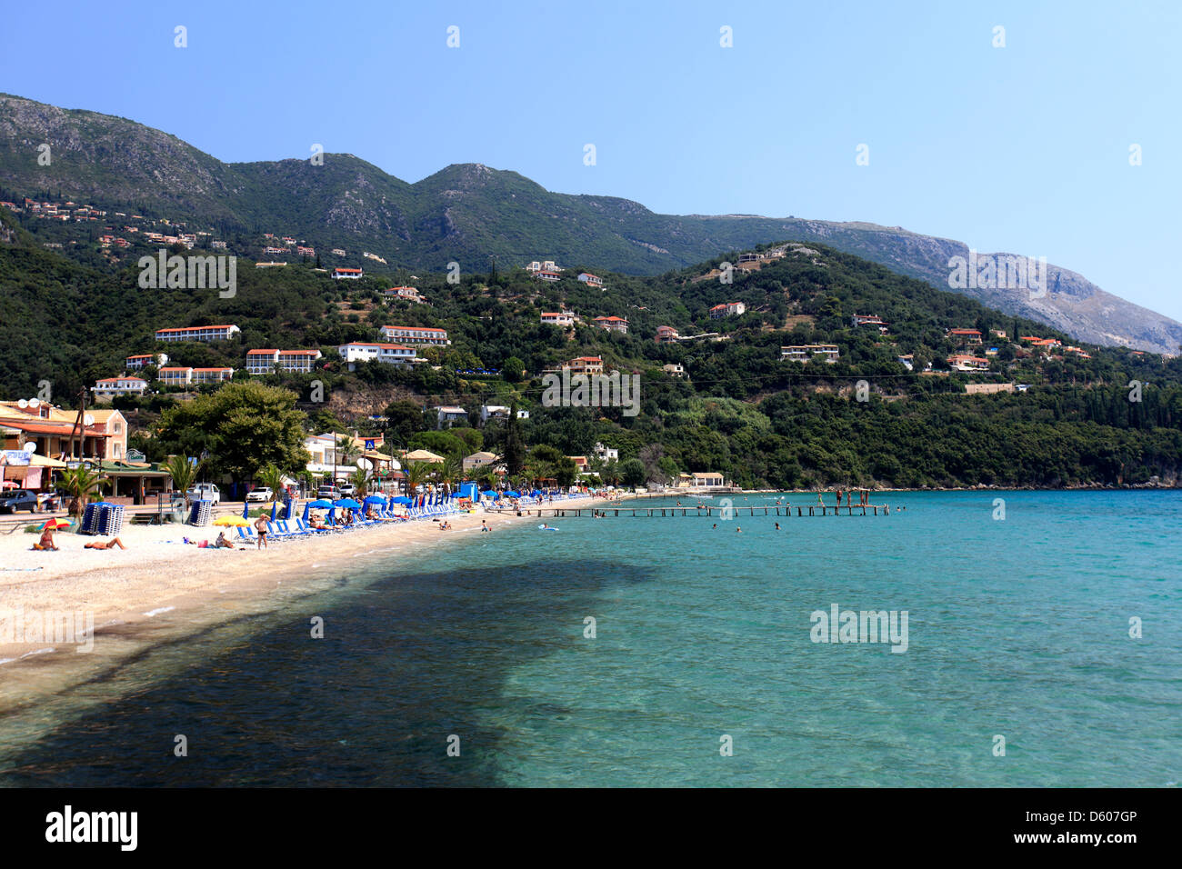 View of Ipsos beach resort, Corfu Island, Greece, Europe Stock Photo