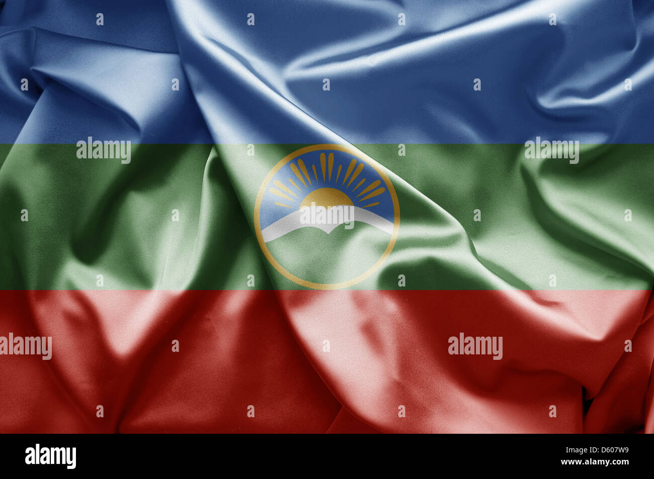 Flag of Karachay-Cherkess (Russia) Stock Photo
