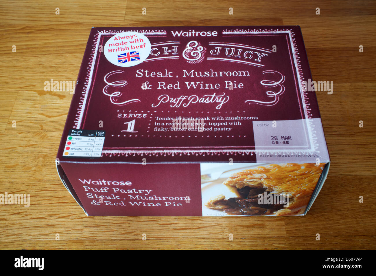 Waitrose puff pastry steak, mushroom & red wine pie Stock Photo Alamy