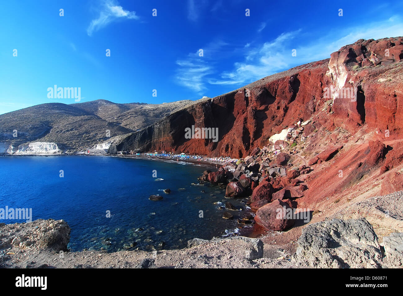 Red Beach is one of the most beautiful and famous beaches of Santorini. Greece Stock Photo